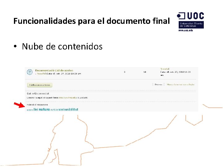 Funcionalidades para el documento final • Nube de contenidos 