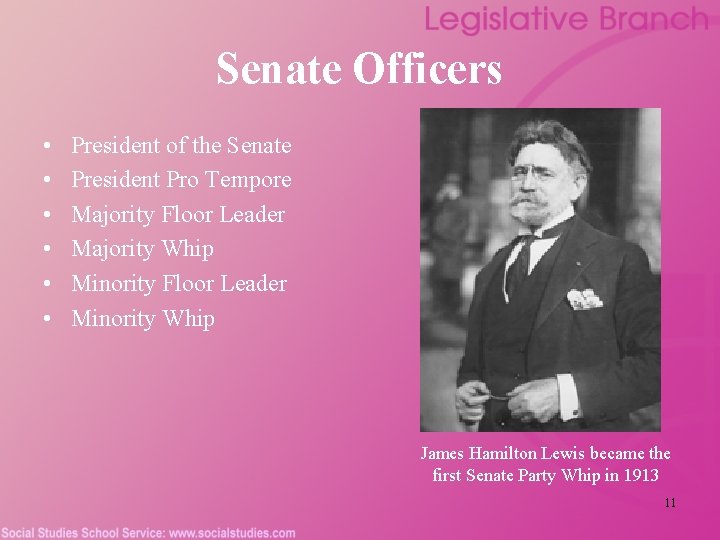 Senate Officers • • • President of the Senate President Pro Tempore Majority Floor