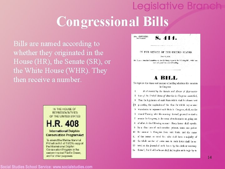 Congressional Bills are named according to whether they originated in the House (HR), the