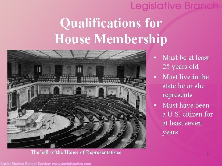 Qualifications for House Membership • Must be at least 25 years old • Must