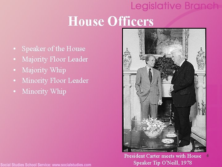 House Officers • • • Speaker of the House Majority Floor Leader Majority Whip