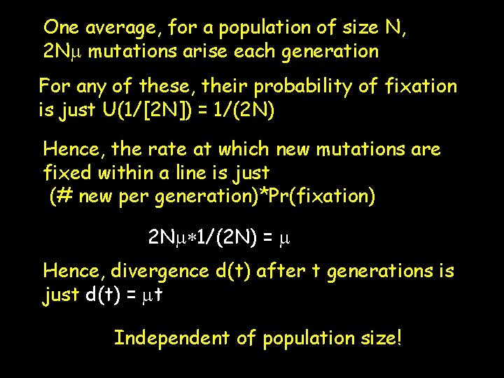 One average, for a population of size N, 2 Nm mutations arise each generation