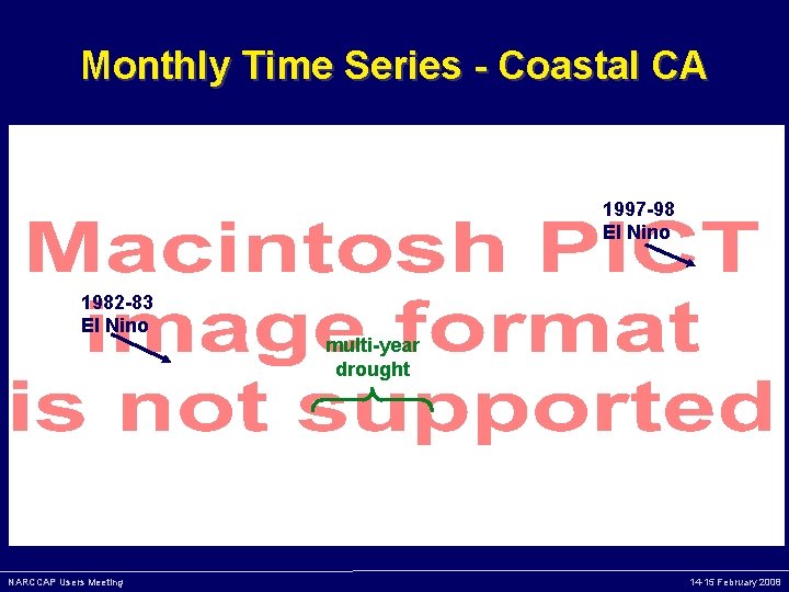 Monthly Time Series - Coastal CA 1997 -98 El Nino 1982 -83 El Nino