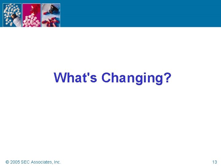 What's Changing? © 2005 SEC Associates, Inc. 13 