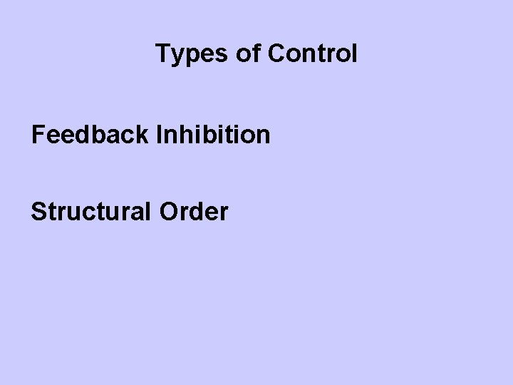 Types of Control Feedback Inhibition Structural Order 