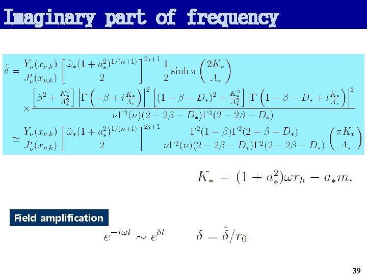 Imaginary part of frequency Field amplification 39 