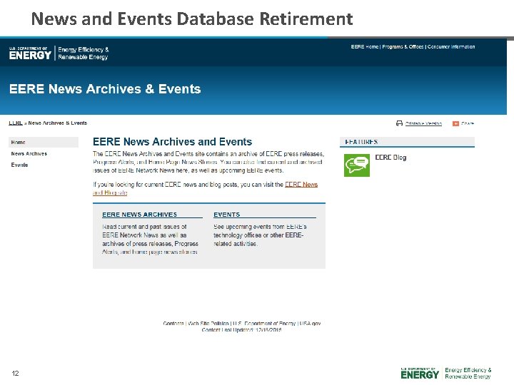 News and Events Database Retirement 12 