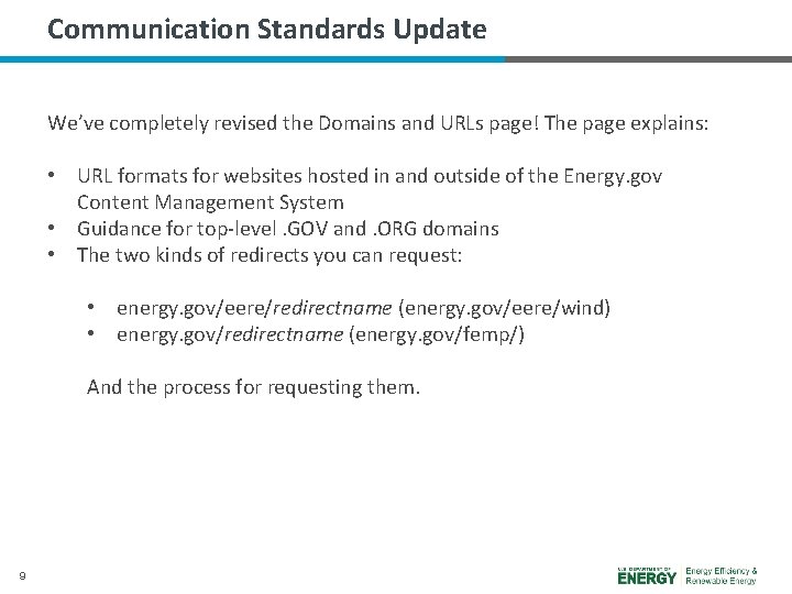 Communication Standards Update We’ve completely revised the Domains and URLs page! The page explains: