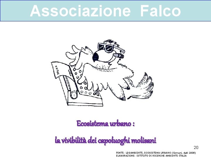 Associazione Falco Ecosistema urbano : la vivibilità dei capoluoghi molisani 20 FONTE: LEGAMBIENTE, ECOSISTEMA