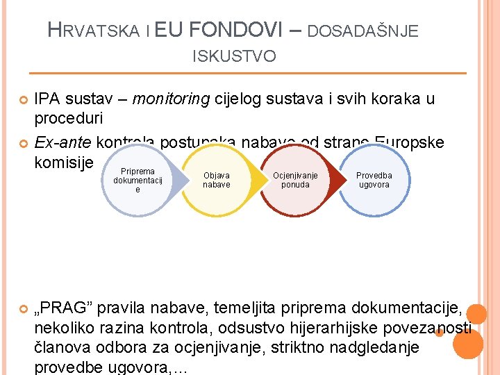 HRVATSKA I EU FONDOVI – DOSADAŠNJE ISKUSTVO IPA sustav – monitoring cijelog sustava i