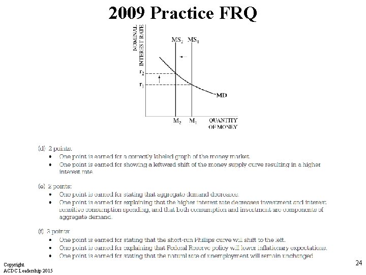 2009 Practice FRQ Copyright ACDC Leadership 2015 24 