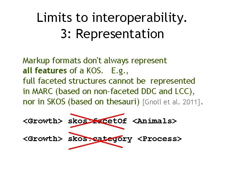 Limits to interoperability. 3: Representation Markup formats don't always represent all features of a