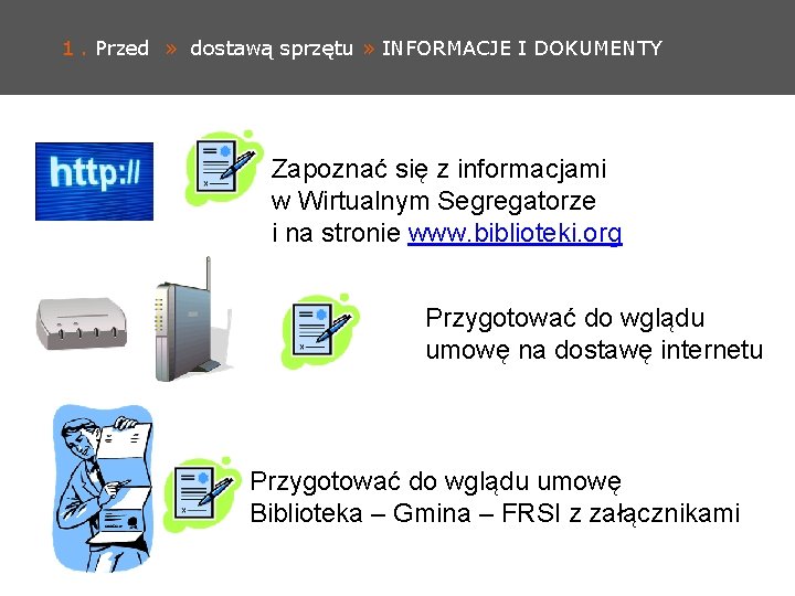 1. Przed » dostawą sprzętu » INFORMACJE I DOKUMENTY Zapoznać się z informacjami w