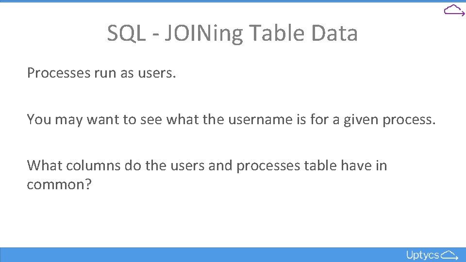 SQL - JOINing Table Data Processes run as users. You may want to see