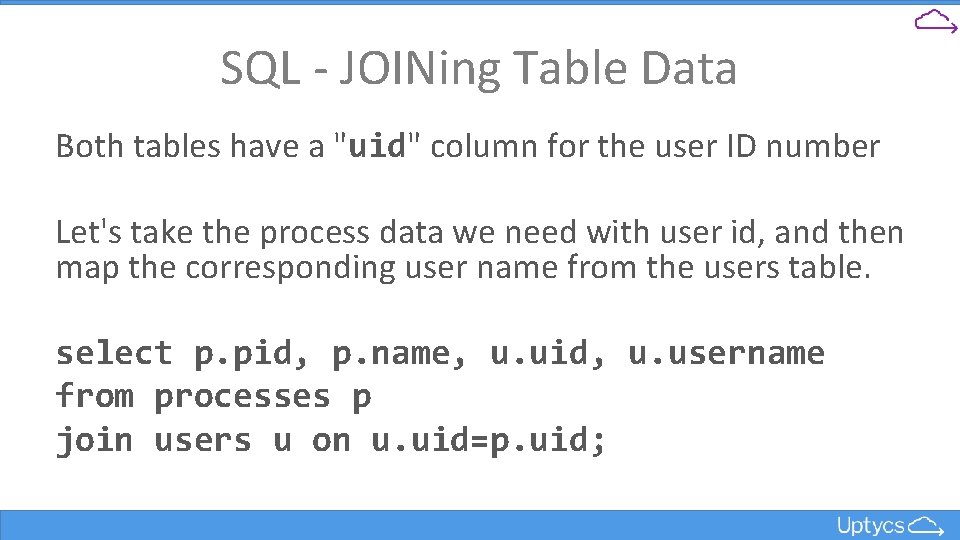 SQL - JOINing Table Data Both tables have a "uid" column for the user