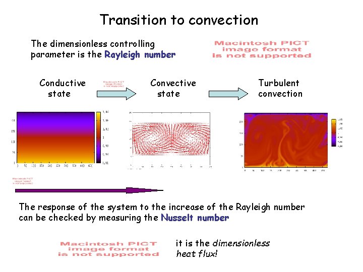 Transition to convection The dimensionless controlling parameter is the Rayleigh number Conductive state Convective