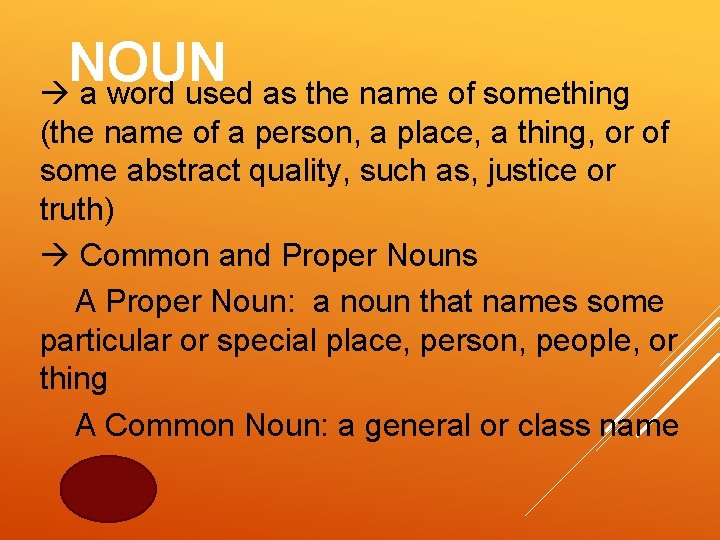 NOUN a word used as the name of something (the name of a person,