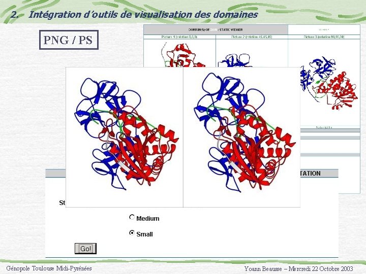 2. Intégration d’outils de visualisation des domaines PNG / PS Génopole Toulouse Midi-Pyrénées Yoann