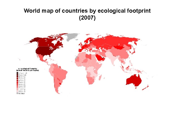 World map of countries by ecological footprint (2007) 