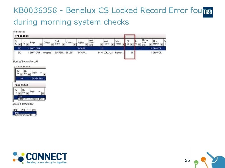 KB 0036358 - Benelux CS Locked Record Error found during morning system checks 25