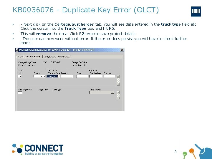 KB 0036076 - Duplicate Key Error (OLCT) • • • - Next click on