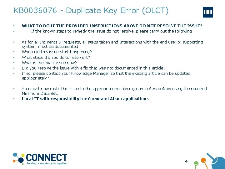 KB 0036076 - Duplicate Key Error (OLCT) • • WHAT TO DO IF THE