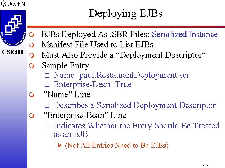 Deploying EJBs CSE 298 CSE 300 m m m EJBs Deployed As. SER Files: Deploying EJBs CSE 298 CSE 300 m m m EJBs Deployed As. SER Files: