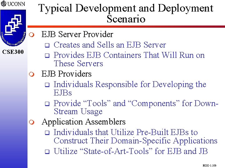 Typical Development and Deployment Scenario CSE 298 CSE 300 m m EJB Server Provider Typical Development and Deployment Scenario CSE 298 CSE 300 m m EJB Server Provider
