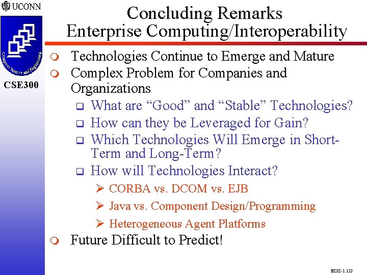 Concluding Remarks Enterprise Computing/Interoperability CSE 298 CSE 300 m Technologies Continue to Emerge and Concluding Remarks Enterprise Computing/Interoperability CSE 298 CSE 300 m Technologies Continue to Emerge and