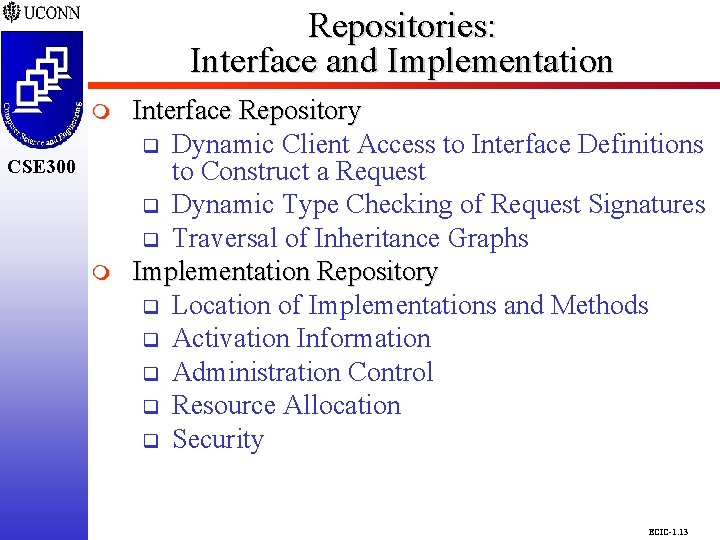 Repositories: Interface and Implementation CSE 298 CSE 300 m Interface Repository q Dynamic Client Repositories: Interface and Implementation CSE 298 CSE 300 m Interface Repository q Dynamic Client