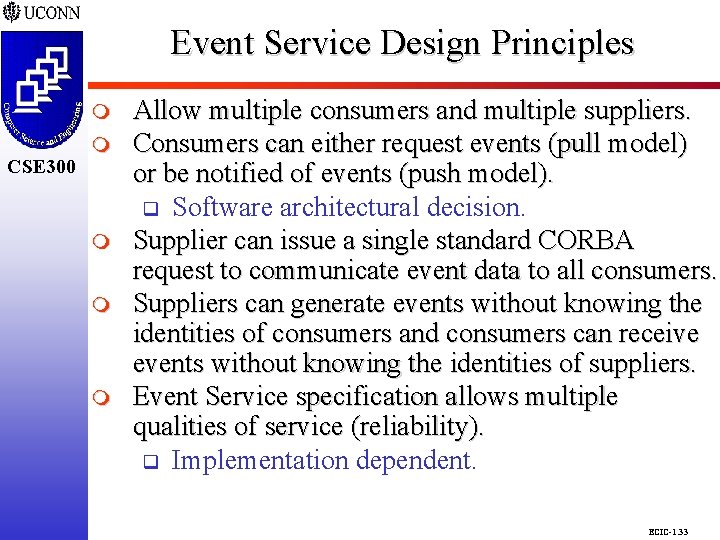 Event Service Design Principles CSE 298 CSE 300 m m m m Allow multiple Event Service Design Principles CSE 298 CSE 300 m m m m Allow multiple
