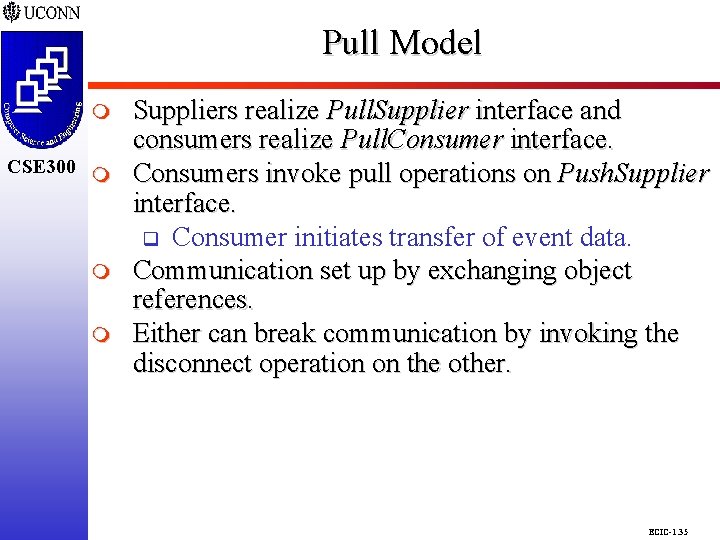 Pull Model CSE 298 CSE 300 m m m Suppliers realize Pull. Supplier interface Pull Model CSE 298 CSE 300 m m m Suppliers realize Pull. Supplier interface
