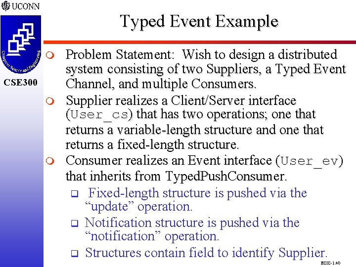 Typed Event Example CSE 298 CSE 300 m m Problem Statement: Wish to design Typed Event Example CSE 298 CSE 300 m m Problem Statement: Wish to design
