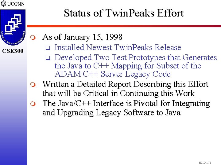 Status of Twin. Peaks Effort CSE 298 CSE 300 m m As of January Status of Twin. Peaks Effort CSE 298 CSE 300 m m As of January