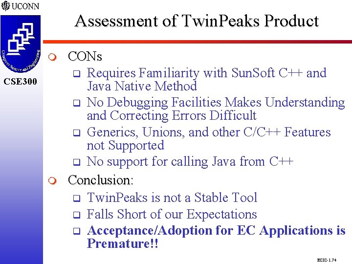 Assessment of Twin. Peaks Product CSE 298 CSE 300 m CONs q Requires Familiarity Assessment of Twin. Peaks Product CSE 298 CSE 300 m CONs q Requires Familiarity