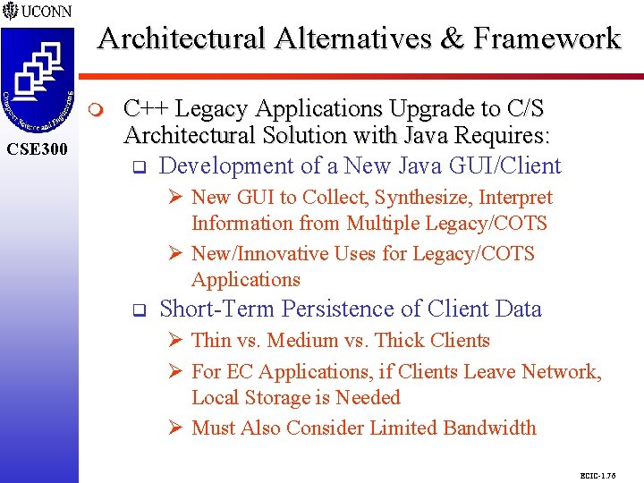 Architectural Alternatives & Framework CSE 298 CSE 300 m CSE 300 C++ Legacy Applications Architectural Alternatives & Framework CSE 298 CSE 300 m CSE 300 C++ Legacy Applications