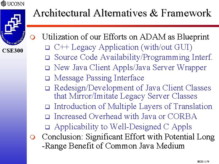 Architectural Alternatives & Framework CSE 298 CSE 300 m Utilization of our Efforts on Architectural Alternatives & Framework CSE 298 CSE 300 m Utilization of our Efforts on