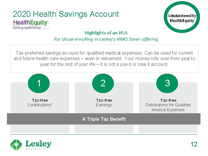 2020 Health Savings Account Administered by Health. Equity Highlights of an HSA For those