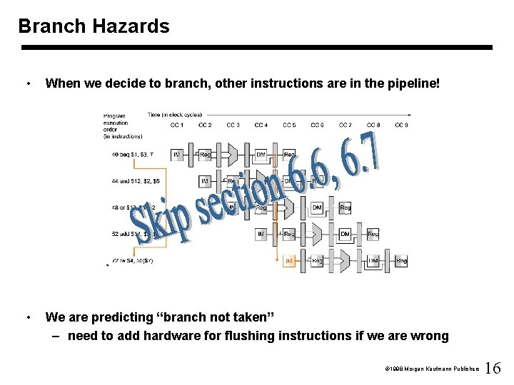 Branch Hazards • When we decide to branch, other instructions are in the pipeline!