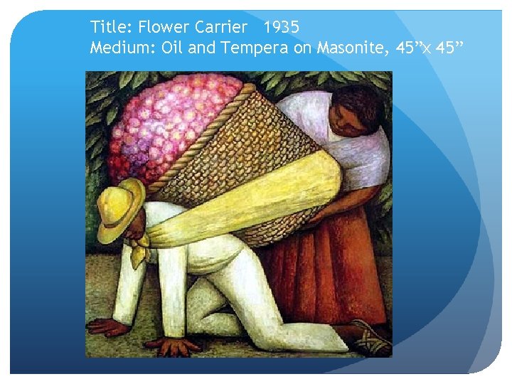 Title: Flower Carrier 1935 Medium: Oil and Tempera on Masonite, 45”x 45” 