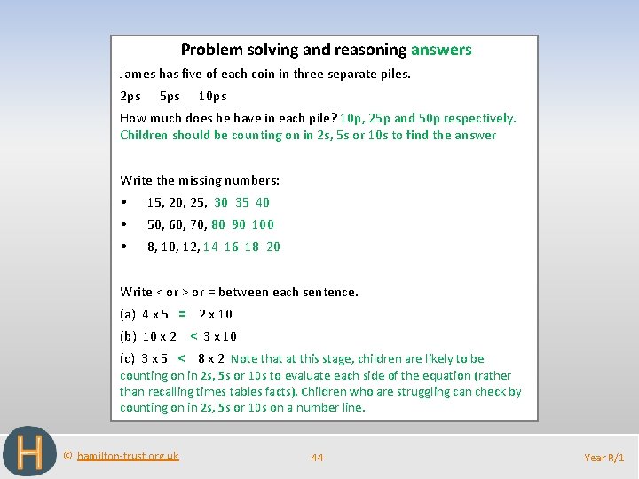 Problem solving and reasoning answers James has five of each coin in three separate