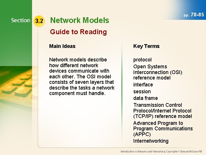 3. 2 pp. Network Models 78 -85 Guide to Reading Main Ideas Key Terms