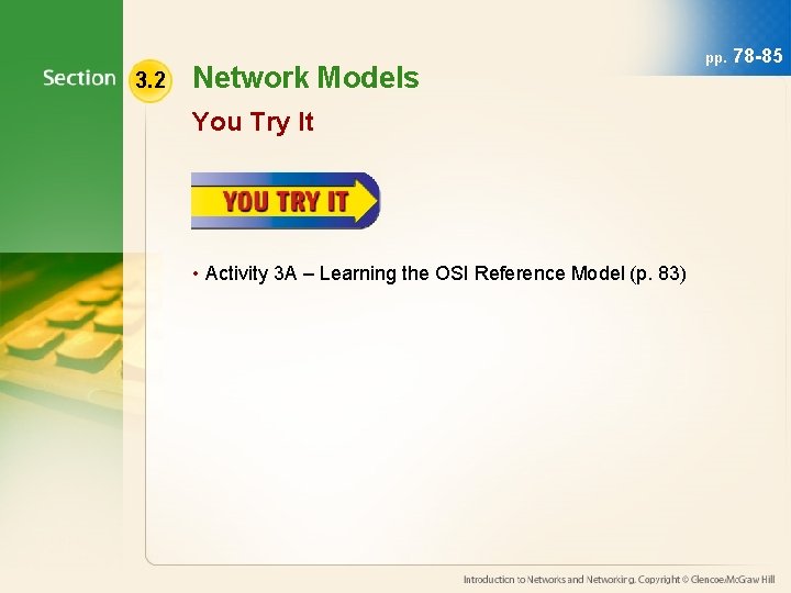 3. 2 Network Models You Try It • Activity 3 A – Learning the
