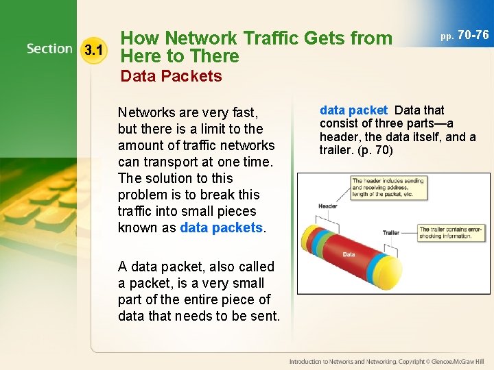 3. 1 How Network Traffic Gets from Here to There pp. 70 -76 Data
