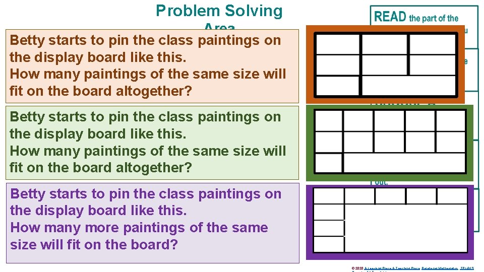 Problem Solving Area Betty starts to pin the class paintings on the display board