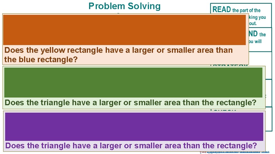 Problem Solving Area of area. Lola placed some shapes in order The blue rectangle