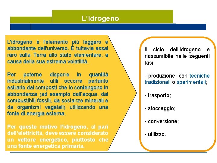 L’idrogeno L'idrogeno è l'elemento più leggero e abbondante dell'universo. È tuttavia assai raro sulla