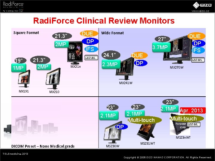 www. eizo. cz Radi. Force Clinical Review Monitors Square Format DUE DP IFS 21.