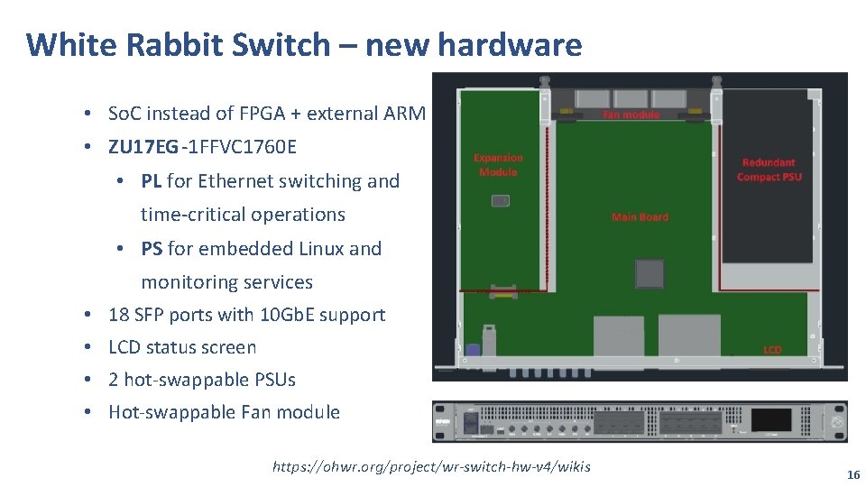 White Rabbit Switch – new hardware • So. C instead of FPGA + external