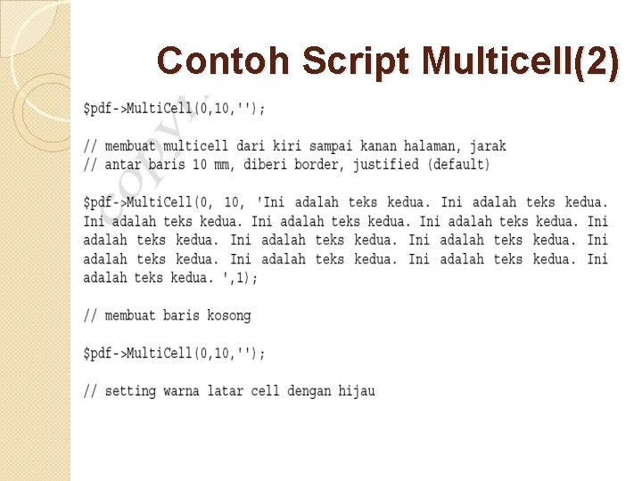 Contoh Script Multicell(2) 